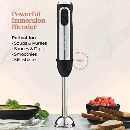 Powerful Immersion Blender, Electric Hand Blender 500 Watt with Turbo Mode, Detachable Base. Handheld Kitchen Gadget Blender Stick for Soup, Smoothie, Puree, Baby Food, 304 Stainless Steel Blades - Image 2