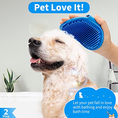 Comotech 3PCS Dog Bath Brush | Dog Shampoo brush | Dog Scrubber for Bath | Pet-Dog Bath Massage Brush Scrubber | Dog Shower/Grooming/Washing Brush Father (Blue Blue Blue) - Image 3