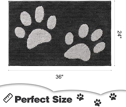 Kmson Indoor Door Mat, Non-Skid/Slip Machine Washable Entryway Rug, Highly Absorbent Microfiber Dirt Trapper Mat for Front Door, Back Door, Muddy Wet Shoes and Paws-24"x36", Dark Grey - Image 2