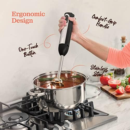 Powerful Immersion Blender, Electric Hand Blender 500 Watt with Turbo Mode, Detachable Base. Handheld Kitchen Gadget Blender Stick for Soup, Smoothie, Puree, Baby Food, 304 Stainless Steel Blades - Image 3