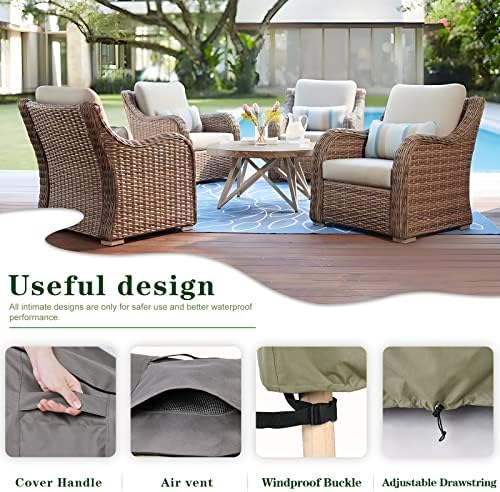 BRIVIC Patio Furniture Covers Waterproof for Chair, Outdoor Lawn Chair Covers Fits up to 32W x 37D x 36H inches(1Pack), Grey - Image 4