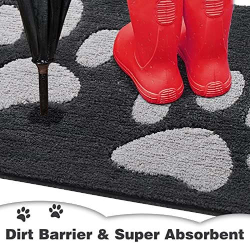 Kmson Indoor Door Mat, Non-Skid/Slip Machine Washable Entryway Rug, Highly Absorbent Microfiber Dirt Trapper Mat for Front Door, Back Door, Muddy Wet Shoes and Paws-24"x36", Dark Grey - Image 3