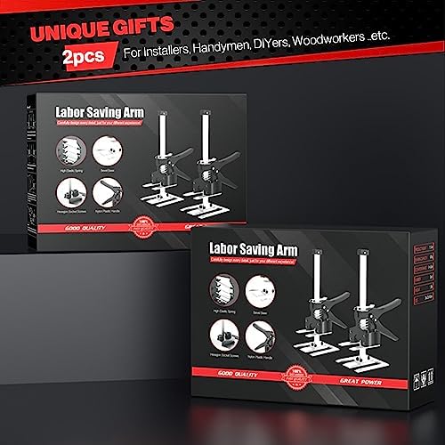 Juprodis 2 Pack Labor Saving Arm Jack, 220 LB Heavy Duty Furniture Lifter, 6.5 Inch Adjustable Height Drywall Lift, Utility Cabinet Jacks for Installing Cabinets, Doors, DYI Home Improvement, Black - Image 8