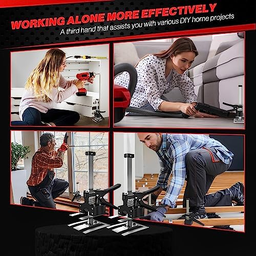 Juprodis 2 Pack Labor Saving Arm Jack, 220 LB Heavy Duty Furniture Lifter, 6.5 Inch Adjustable Height Drywall Lift, Utility Cabinet Jacks for Installing Cabinets, Doors, DYI Home Improvement, Black - Image 6