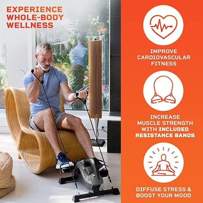 LifePro 3-in-1 Under Desk Bike Pedal Exerciser with Resistance Bands, Arm & Leg Mini Exercise Bike Desk Exercise Equipment,Foot Peddler Exerciser for Seniors,Desk Workout Compatible with Fitness App - Image 4
