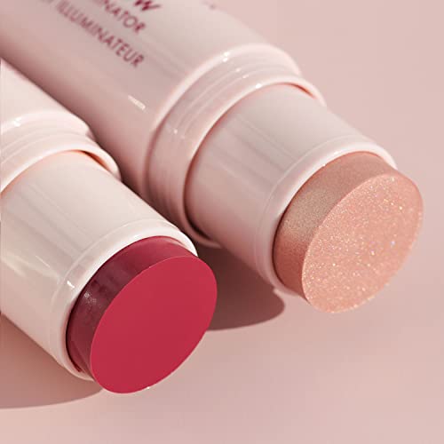 Wander Beauty On-the-Glow Blush and Illuminator - Strawberry Fields/Nude Glow - 7-in-1 Hydrating Cream Blush & Highlighting Stick - Stick Blush for Cheeks, Lip, Face & Body- Highlighter Makeup & Blush - Image 4