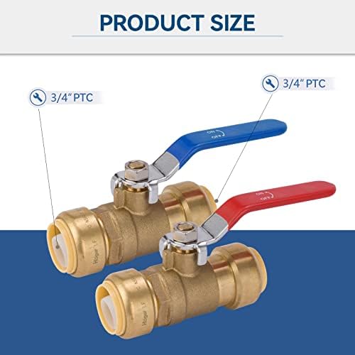 GUOFIS 3/4 Inch Ball Valve,4 Pack Push Fit Full Port Water Shut Off Valves with 1 Pack Discount Clip,Push to Connect PEX,Copper,CPVC - Image 5