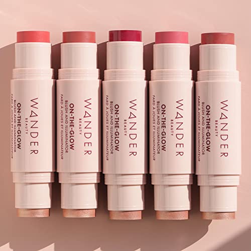 Wander Beauty On-the-Glow Blush and Illuminator - Strawberry Fields/Nude Glow - 7-in-1 Hydrating Cream Blush & Highlighting Stick - Stick Blush for Cheeks, Lip, Face & Body- Highlighter Makeup & Blush - Image 8