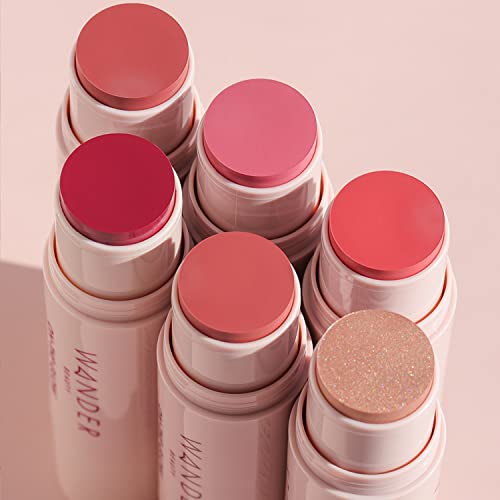 Wander Beauty On-the-Glow Blush and Illuminator - Strawberry Fields/Nude Glow - 7-in-1 Hydrating Cream Blush & Highlighting Stick - Stick Blush for Cheeks, Lip, Face & Body- Highlighter Makeup & Blush - Image 7