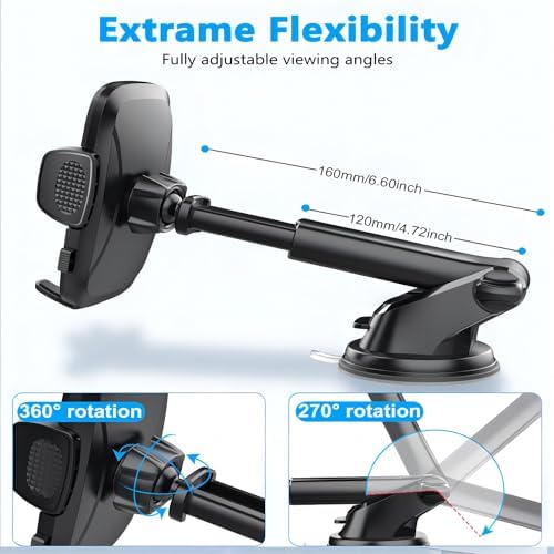 Phone Mount for Car, Phone Holder for Car Windshield Dashboard Window, Gun Mount Hands Free Universal Automobile Cell Phone Holder Fit for iPhone Smartphones - Image 5