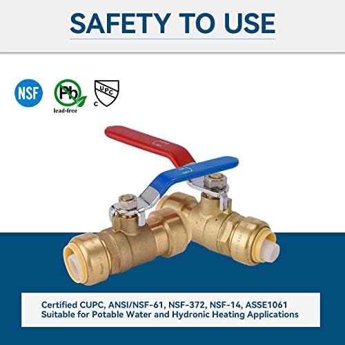 GUOFIS 3/4 Inch Ball Valve,4 Pack Push Fit Full Port Water Shut Off Valves with 1 Pack Discount Clip,Push to Connect PEX,Copper,CPVC - Image 2