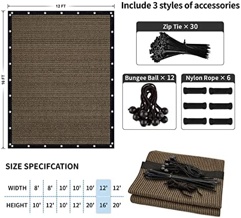 Amagenix Sun Shade Cloth with Grommets 90% Sunblock Shade Tarp, 12' x 16' Pergola Replacement Shade Cover Canopy for Outdoor Patio Garden, Mocha - Image 5