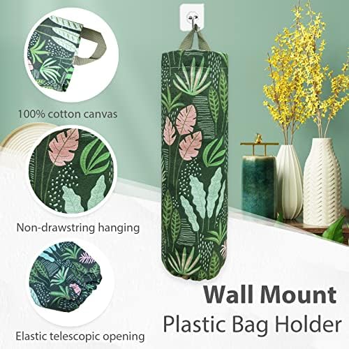Plastic Bag Holder,Reusable Grocery Bag Holder,Wall Mount Plastic Bag Organizer Shopping Bags Carrier,Washable Large Grocery Bag Storage Dispenser for Home Kitchen Travelling Decor, 1 Pack,Seaweed - Image 4