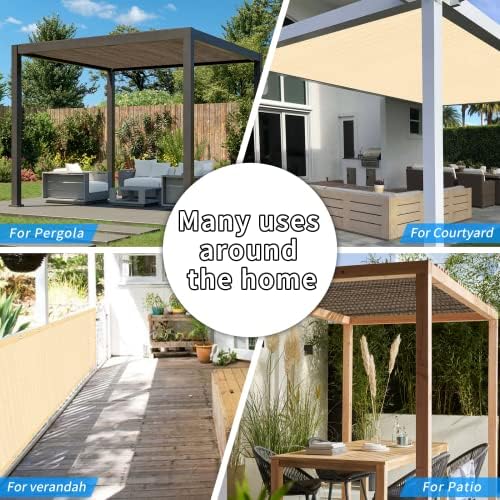 Amagenix Sun Shade Cloth with Grommets 90% Sunblock Shade Tarp, 12' x 16' Pergola Replacement Shade Cover Canopy for Outdoor Patio Garden, Mocha - Image 6