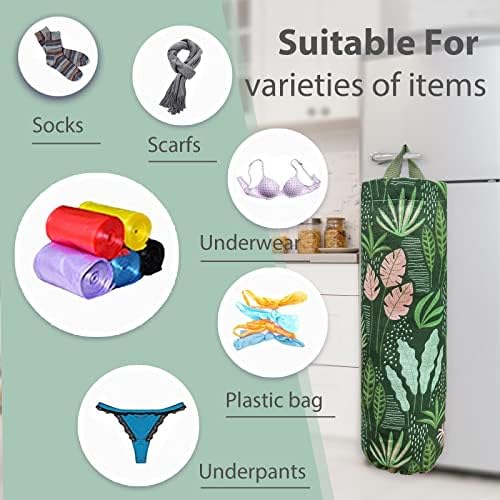 Plastic Bag Holder,Reusable Grocery Bag Holder,Wall Mount Plastic Bag Organizer Shopping Bags Carrier,Washable Large Grocery Bag Storage Dispenser for Home Kitchen Travelling Decor, 1 Pack,Seaweed - Image 3