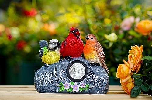 CHUANGFENG Bird Garden Decor Resin Bird Garden Statue with Solar Light Welcome Sign Solar Bird Decor for Garden, Lawn,Patio,Yard Decoration - Image 7