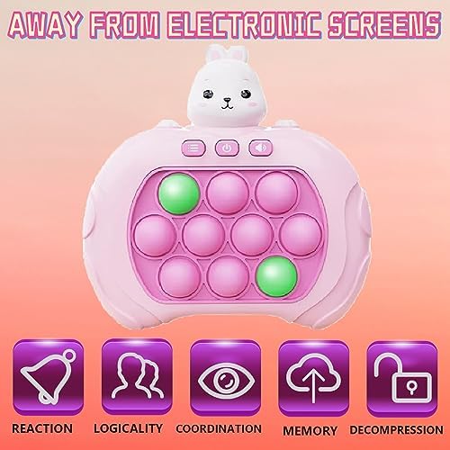 PLIOPYIK Stress Relief Toys, Decompression Breakthrough Puzzle Pop Button Gopher Game Machine, Novelty Fidget Toys Party Favor Gifts for Kids Adults, Toy for 3+ Year Old Boy Girl (Pink Rabbit) - Image 3