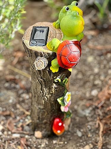 Rayal House Solar Garden Outdoor Statues - Adorable Frog Face Turtles with Solar Lights | Outdoor Decor for Garden, Patio, Yard, and Lawn | Housewarming Gift - Image 4