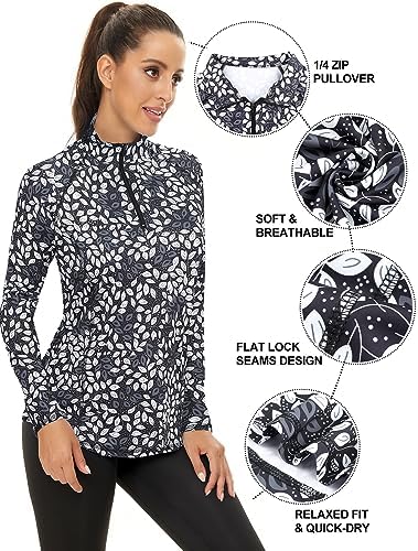 LURANEE Womens UPF 50+ Long Sleeve 1/4 Zip Pullover Athletic Hiking Running Workout Tops - Image 3