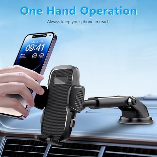 Phone Mount for Car, Phone Holder for Car Windshield Dashboard Window, Gun Mount Hands Free Universal Automobile Cell Phone Holder Fit for iPhone Smartphones - Image 3