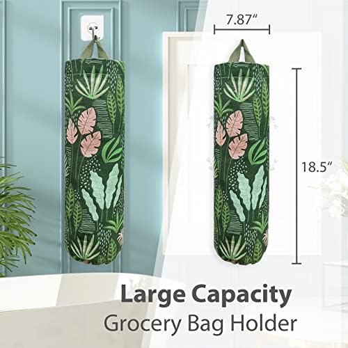 Plastic Bag Holder,Reusable Grocery Bag Holder,Wall Mount Plastic Bag Organizer Shopping Bags Carrier,Washable Large Grocery Bag Storage Dispenser for Home Kitchen Travelling Decor, 1 Pack,Seaweed - Image 2