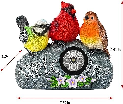 CHUANGFENG Bird Garden Decor Resin Bird Garden Statue with Solar Light Welcome Sign Solar Bird Decor for Garden, Lawn,Patio,Yard Decoration - Image 4