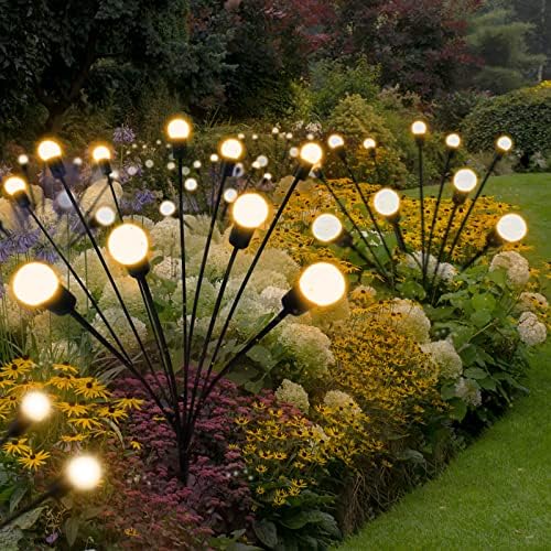 SHUKAN 2 Pack 10LED 𝐒𝐨𝐥𝐚𝐫 𝐅𝐢𝐫𝐞𝐟𝐥𝐲 𝐋𝐢𝐠𝐡𝐭𝐬, Solar Garden Lights Outdoor IP65 Waterproof, Swaying When Wind Blows, Solar Swaying Light for Yard Patio Pathway Decoration (Warm White) - Image 7