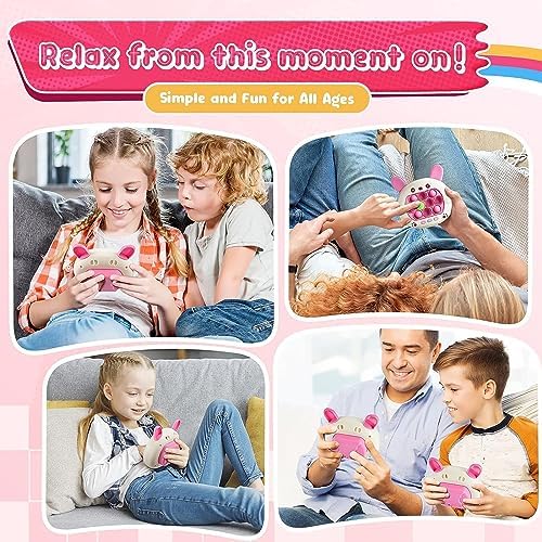 PLIOPYIK Stress Relief Toys, Decompression Breakthrough Puzzle Pop Button Gopher Game Machine, Novelty Fidget Toys Party Favor Gifts for Kids Adults, Toy for 3+ Year Old Boy Girl (Pink Rabbit) - Image 5