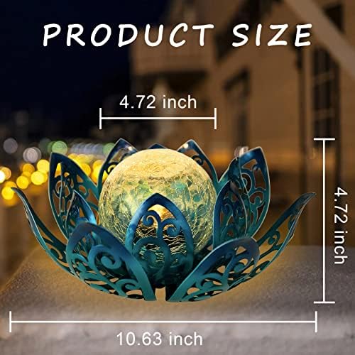 Afirst Solar Lights Outdoor, Lotus Lamp Garden Decor Metal Crackle Glass Solar Lantern Decorative Waterproof Tabletop Landscape Path Light LED Table Light for Patio,Lawn,Walkway,Tabletop,Pathway - Image 6