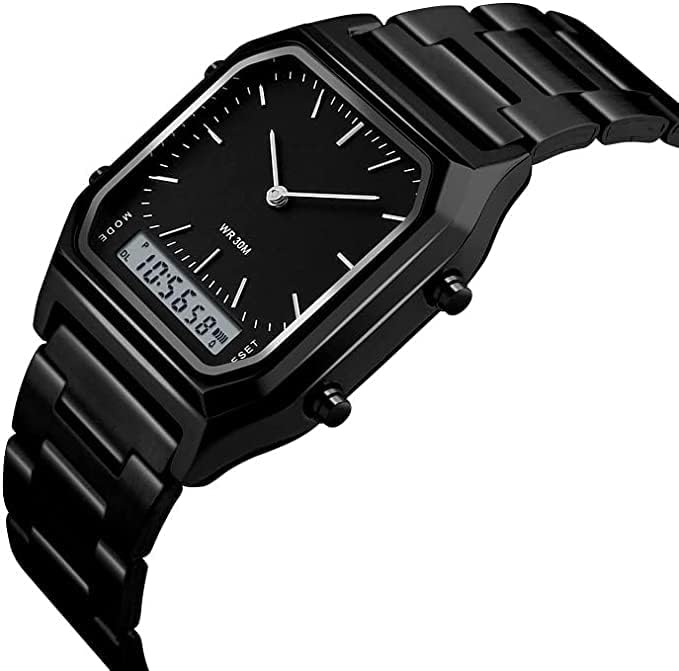 FANMIS Women's Men's Digital Electronic Square LED Sports Watch Multifunction Waterproof Daily Alarm Gold-Tone Watch - Image 2