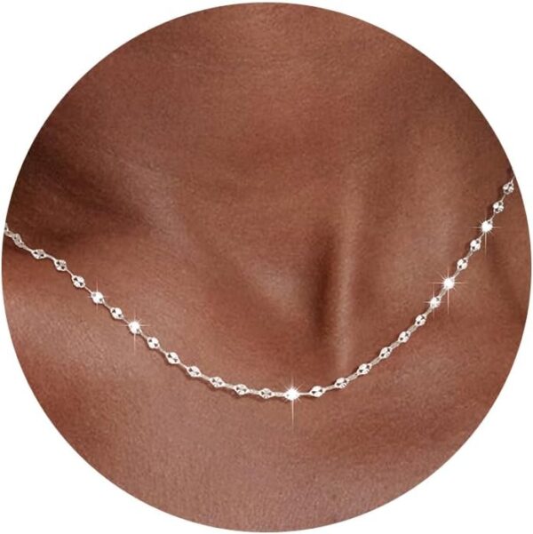 925 Sterling Silver Choker Necklace Figaro Link Chain Necklace for Women Simple Dainty Necklace for Women Minimalist Waterproof Link Silver Necklace Trendy Jewelry Gifts