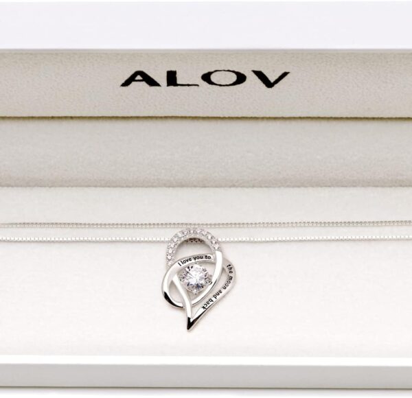 ALOV Jewelry Sterling Silver "I Love You To The Moon and Back" Love Heart Cubic Zirconia Pendant Necklace - Image 4