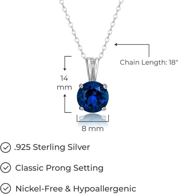 Amazon Essentials Sterling Silver Round Cut Birthstone Pendant Necklace 18" (previously Amazon Collection) - Image 4