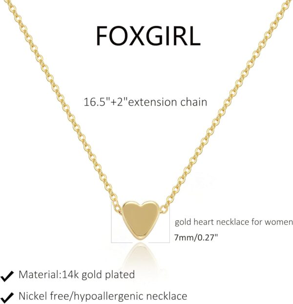Foxgirl Gold Heart Necklaces for Women 14k Gold Plated Pendant Necklace Simple Cute Necklaces for Women Dainty Layered Choker Necklaces for Women Gold Jewelry for Teen Girls - Image 5