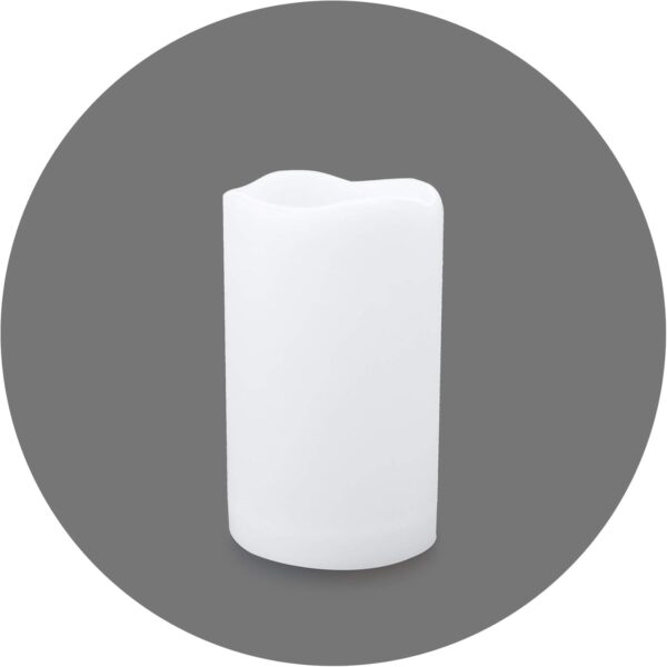 Outdoor Waterproof Flameless Candle with Timer - Flickering White Plastic Battery Operated LED Lantern Light Bright Resin Electric Pillar for Outside Patio Garden Party Wedding Deco 3”(D)x5”(H)