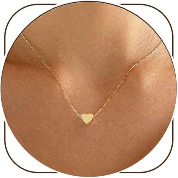 Foxgirl Gold Heart Necklaces for Women 14k Gold Plated Pendant Necklace Simple Cute Necklaces for Women Dainty Layered Choker Necklaces for Women Gold Jewelry for Teen Girls