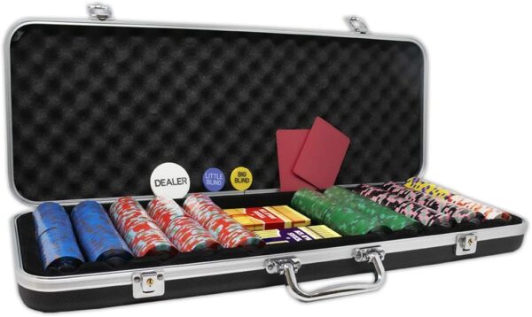 DA VINCI Unicorn All Clay Poker Chip Set with 500 Authentic Casino Weighted 9 gram Chips, Black ABS Case, 2 Decks of Plastic Playing Cards, Dealer Buttons and 2 Cut Cards - Image 6