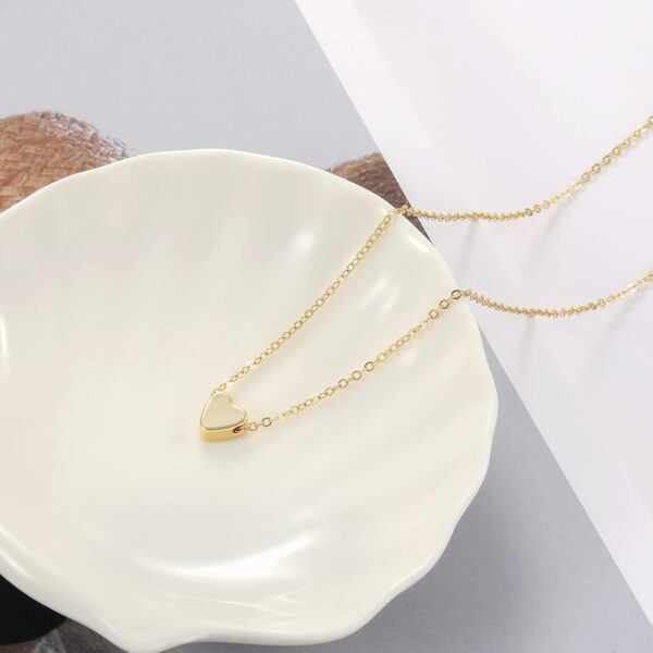 Foxgirl Gold Heart Necklaces for Women 14k Gold Plated Pendant Necklace Simple Cute Necklaces for Women Dainty Layered Choker Necklaces for Women Gold Jewelry for Teen Girls - Image 6