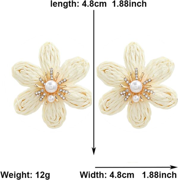 Boho Raffia Flower Earrings for Women Chic Unique Floral Flower Earrings Handmade Raffia Straw Wrapped Flower Earrings for Summer Tropical Beach Jewelry - Image 7