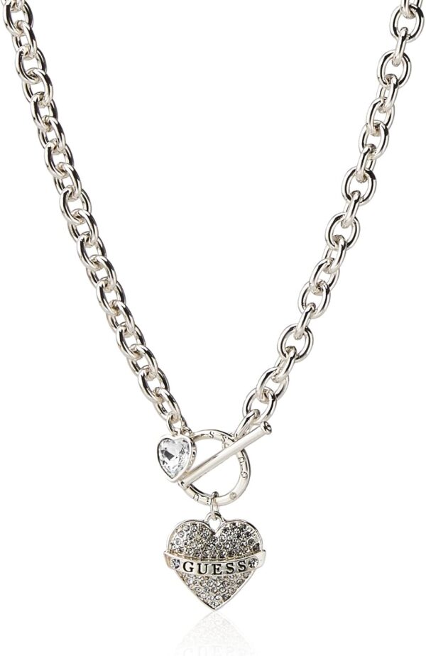 GUESS Women's Toggle Logo Charm Necklace, Silver, One Size
