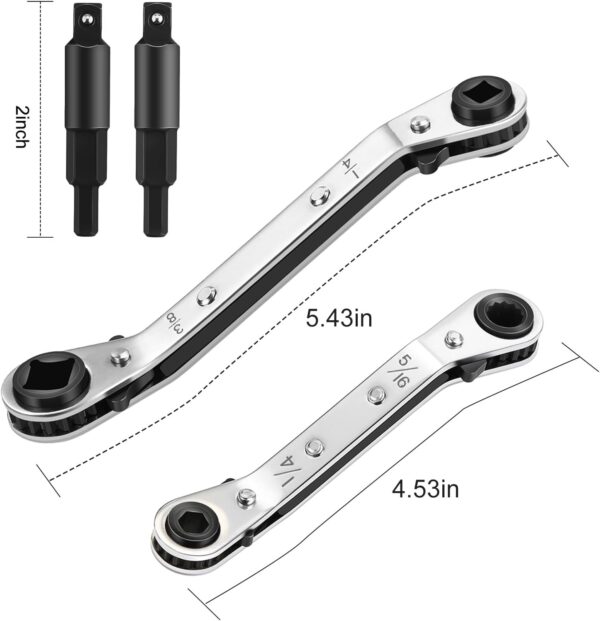 WADEO HVAC Service Wrench Set, 4 Sizes, Hex Bit Adapter, Compact Design, Suitable for Air Conditioning and Refrigeration Equipment Repair - Image 5