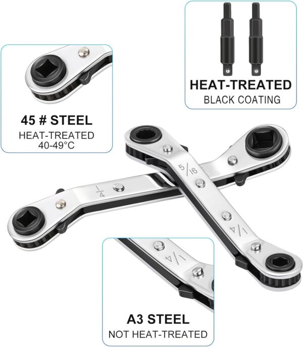 WADEO HVAC Service Wrench Set, 4 Sizes, Hex Bit Adapter, Compact Design, Suitable for Air Conditioning and Refrigeration Equipment Repair - Image 2