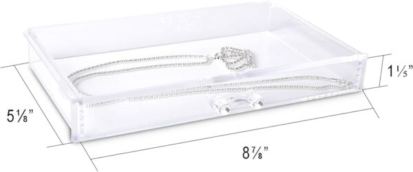 Frebeauty Extra Large Acrylic Jewelry Box for Women 5 Layers Clear Jewelry Organizer Velvet Earring Box with 5 Drawers Rings Display Case Necklaces Holder Tray for Women Girls(Blackish Green) - Image 6