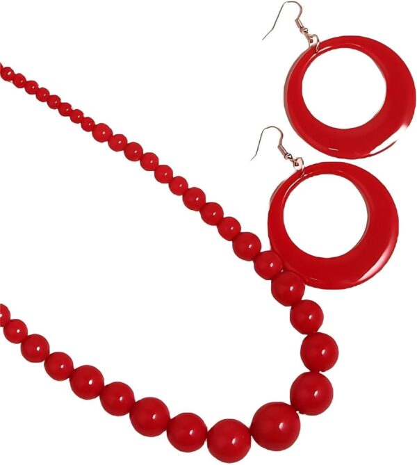 tenghong2021 Summer Chunky Large Beads Necklace Earrings Handmade Candy Color 80s Acrylic Beads Jewelry Set for Women Jewelry