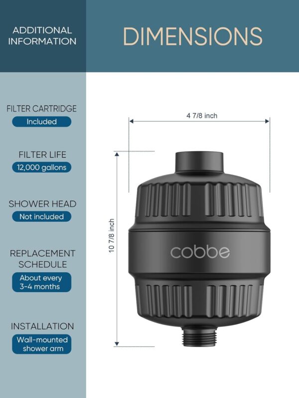 Cobbe HD HEAVY DUTY High Output Shower Filter – 99% REMOVAL Shower Head Filter for Hard Water, Heavy Metals, Chlorine and Harmful Substance, Improve your skin and hair - Black - Image 8