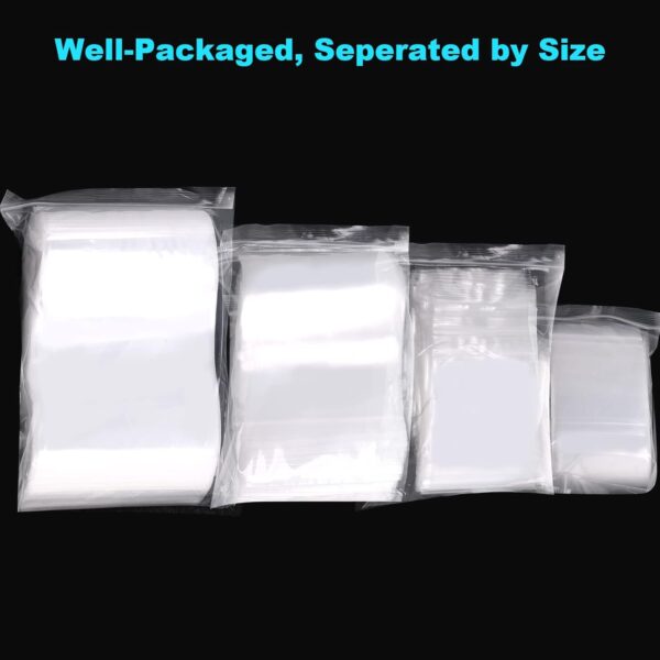 400 Pcs Small Plastic Bags, Resealable Clear Jewelry Bags, Small Baggies, Poly Reclosable Mini Bags, 4 Assorted Sizes 6x3.9 4.7x3.1 3.5x2.3 2.7x2IN, 2 Mil Zipper Bags for Jewelry Pill Packaging VOPTON - Image 5