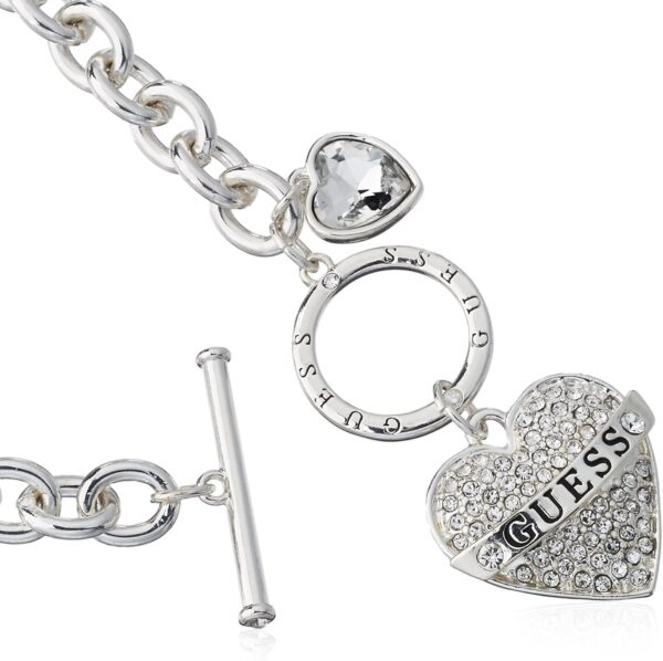 GUESS Women's Toggle Logo Charm Necklace, Silver, One Size - Image 2