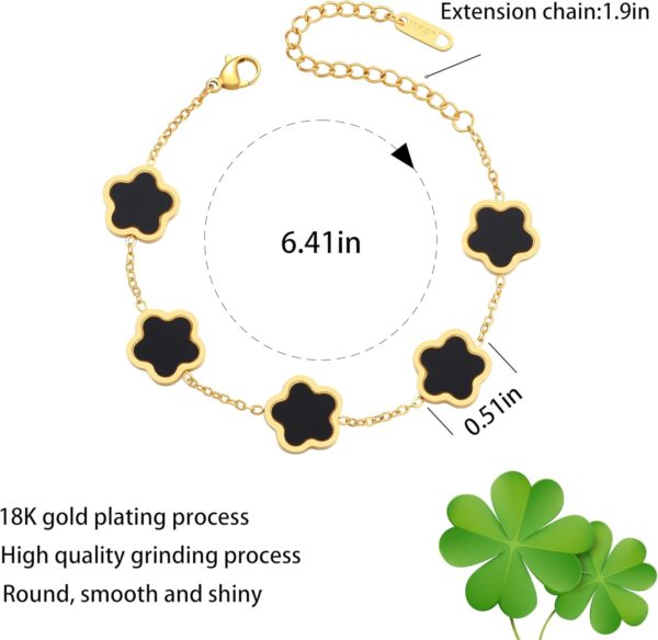 18K Gold Plated Clover Bracelet for Women - Four Leaf Flower Lucky 4 Leaf Link Bracelet Jewelry Gift for Women Van Cleef - Image 2