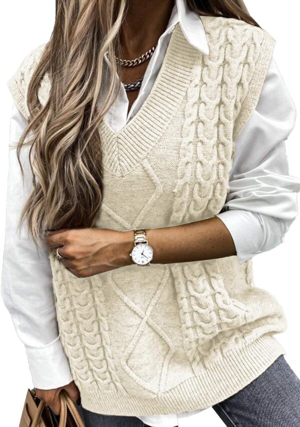 EVALESS Oversized Sweater Vest for Women V Neck Sleeveless Solid Color Loose Pullover Sweater