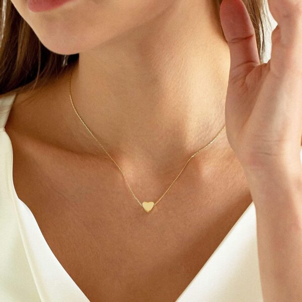 Foxgirl Gold Heart Necklaces for Women 14k Gold Plated Pendant Necklace Simple Cute Necklaces for Women Dainty Layered Choker Necklaces for Women Gold Jewelry for Teen Girls - Image 3